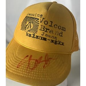 Volcom Brand Jeans Hat Cap Vintage Mesh Foam Truckers Signed Beat Stained